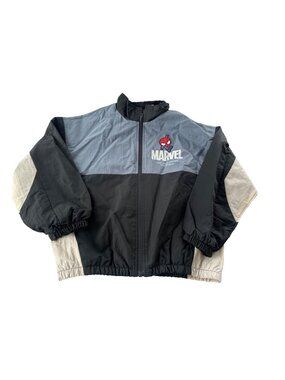 H&M Marvel Windbreaker Jacket Boys 8-10Y Grey Black Lightweight Outdoor